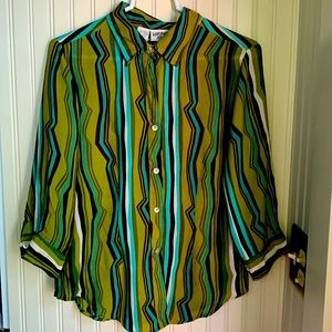 Retro print silk blouse